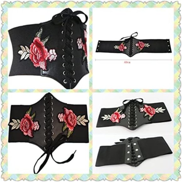 Floral embroidered waist belt main image 5